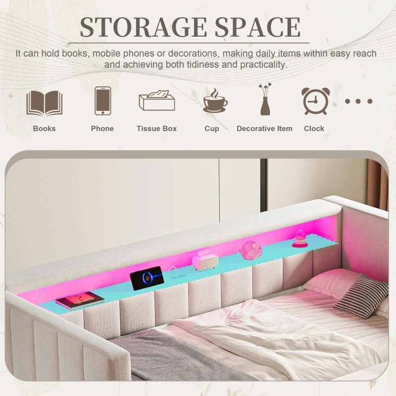 Space-Saving Sofa Bed with Pull-Out Bed, Versatile Sleeper Couch for Bedrooms, Guest Rooms, or Youth Rooms, 201L x 100W x 73H cm, Beige