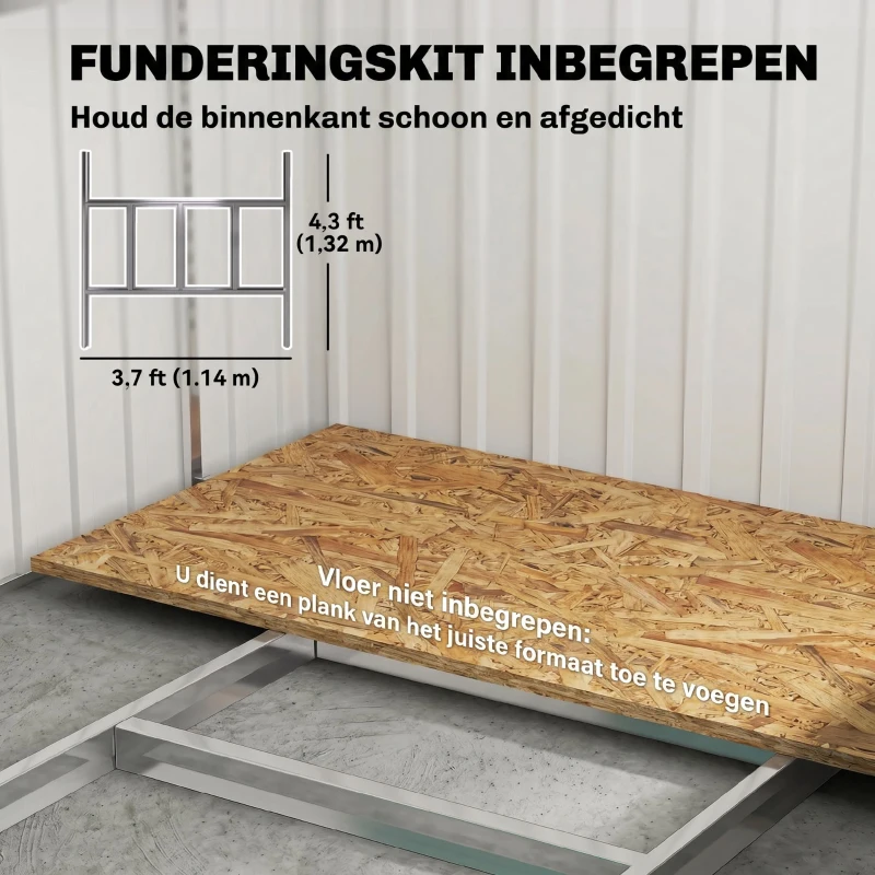 Outsunny Metalen tuinberging 2,81m² 154x206,5x181 cm met pultdak en fundament(m-6)