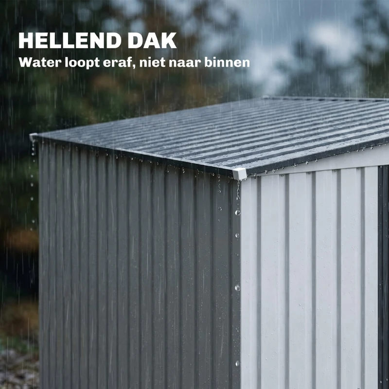 Outsunny Metalen tuinberging 2,81m² 154x206,5x181 cm met pultdak en fundament(m-7)