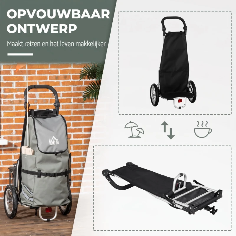 HOMCOM 2-in-1 bagageaanhanger, fietskar, 12 inch, luchtbanden, 24,3 kg max.(m-5)