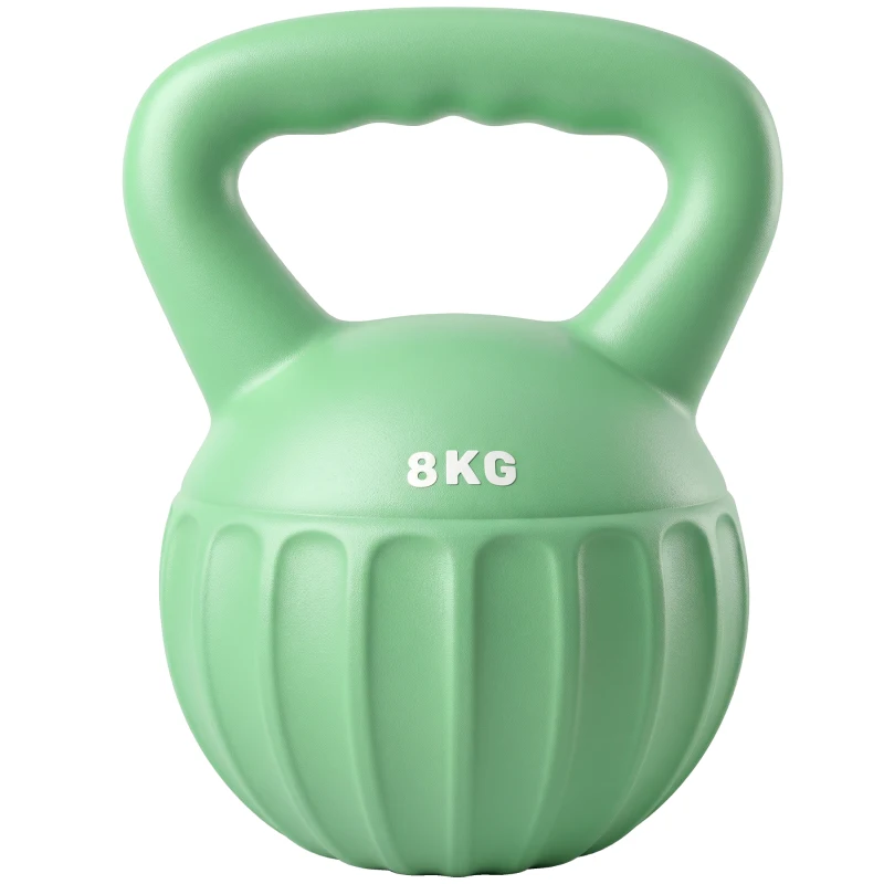 SPORTNOW Kettlebell 8 kg, Haltère avec Poignée Antidérapante, Haltère à Boule, Musculation, Entraînement, pour Gym, Vert