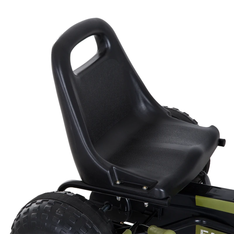 HOMCOM Go Kart Coche de Pedales Racing Deportivo con Asiento Ajustable Embrague y Freno para Niños 3-6 Años Carga 35kg 99x65x56cm Marco Acero Negro y Verde