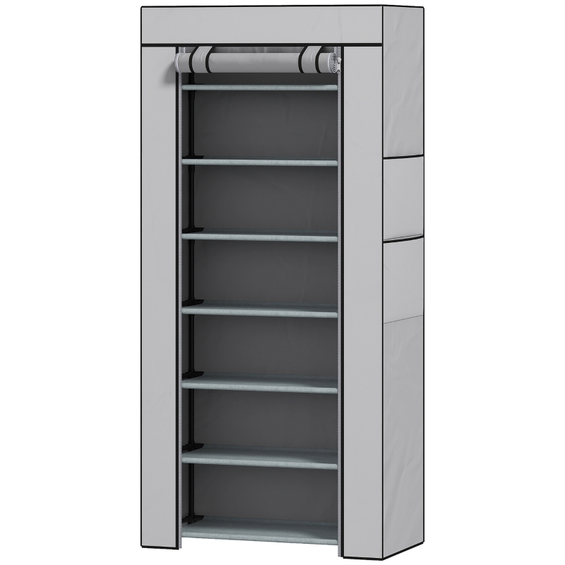 HOMCOM Schuhregal Eingang 7 Ebenen für 21 Paar, 60x30x126 cm Grau