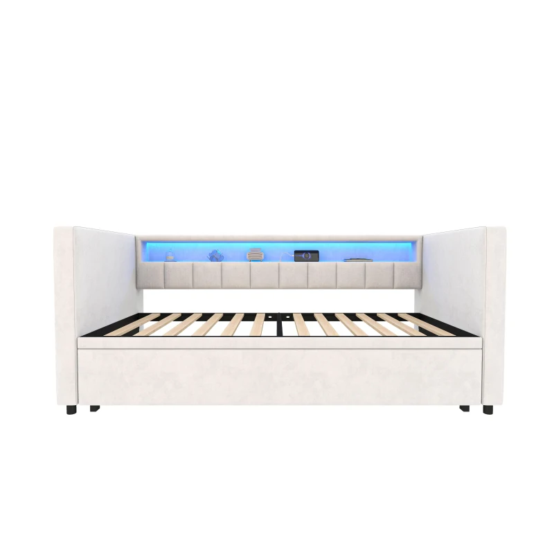 Space-Saving Sofa Bed with Pull-Out Bed, Versatile Sleeper Couch for Bedrooms, Guest Rooms, or Youth Rooms, 201L x 100W x 73H cm, Beige