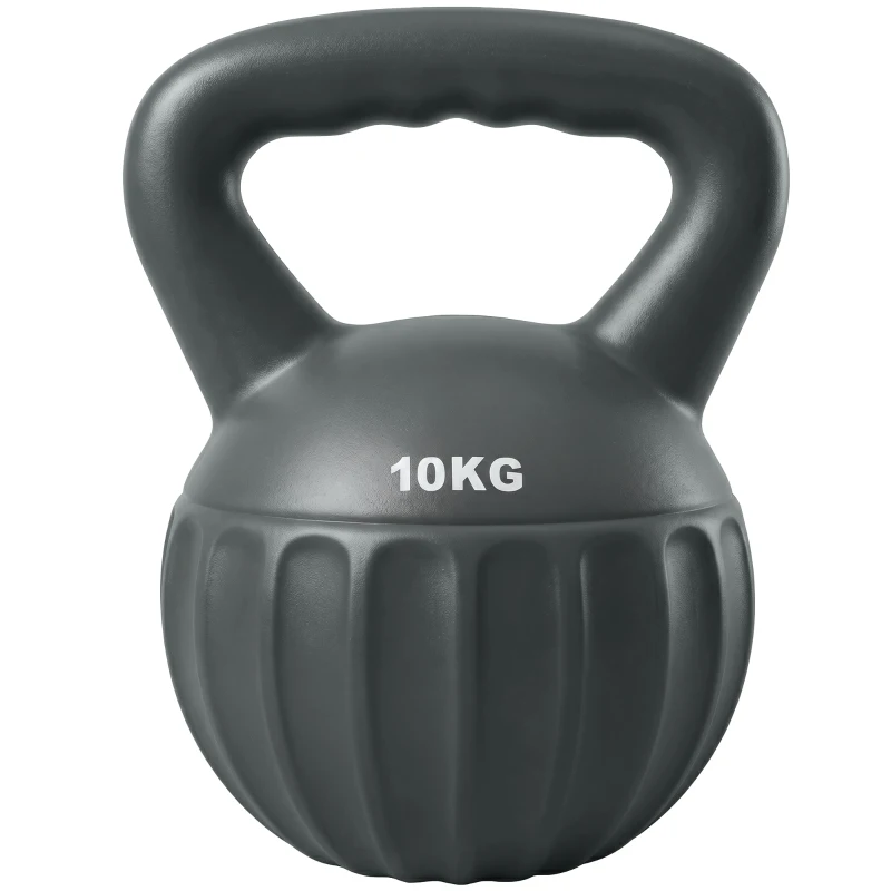 SPORTNOW Kettlebell 10 kg, Haltère avec Poignée Antidérapante, Haltère à Boule, Musculation, Entraînement, pour Gym, Gris
