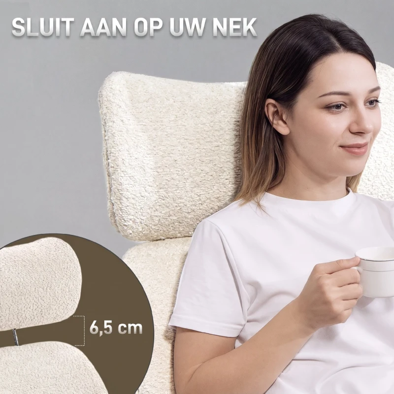 HOMCOM Bureaustoel met Verstelbare Hoofdsteun, Ergonomische Bureaustoel, Kiepfunctie, Hoogteverstelbaar, Grijs-wit(m-7)
