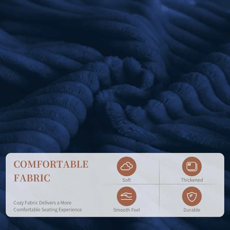 3-in-1 Convertible Corduroy Floor Sofa Bed with Side Pockets, Oversized Chaise Lounge for Bedrooms or Student Dorms, 87L x 86W x 40H cm, Blue