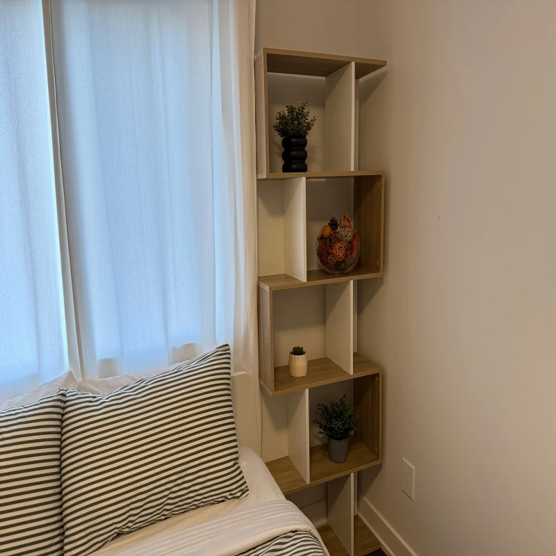 HOMCOM Bookcase, S-Shaped Wooden Bookshelf, 5/6 Tiers Freestanding Storage Shelf, Home Office Decorative Display Stand Rack, Oak and White, 24D x 60W x 184.5H