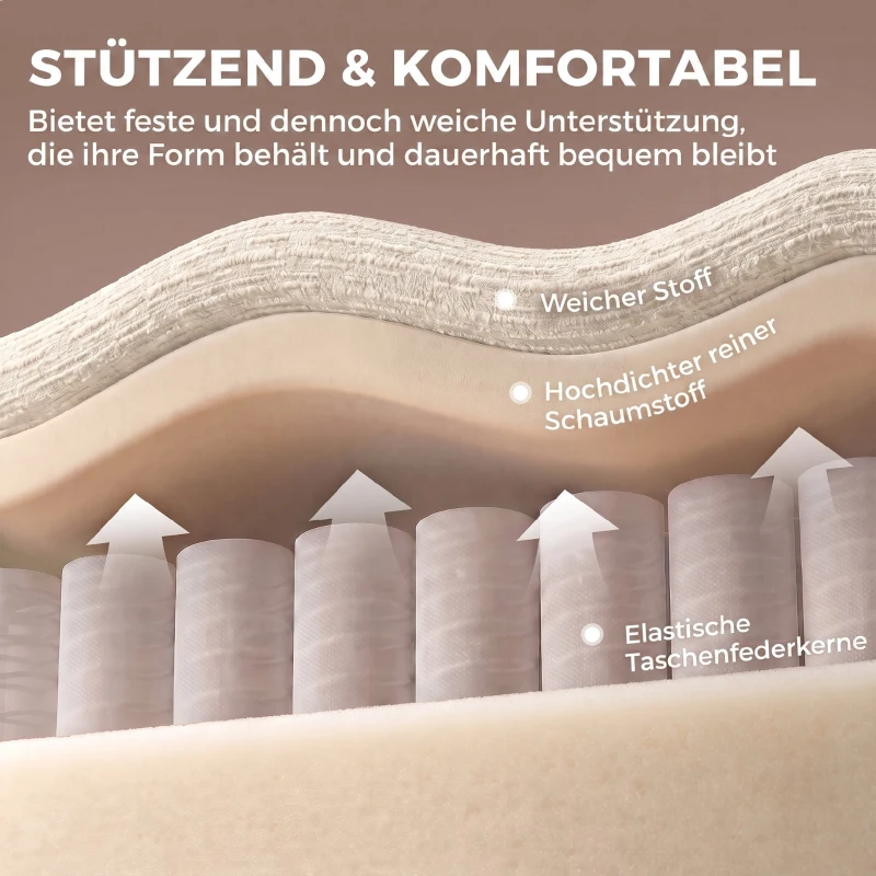 HOMCOM 3-zitsbank, afgerond en frameloos, met royale zitruimte, dik gevoerd, geen montage, crèmewit