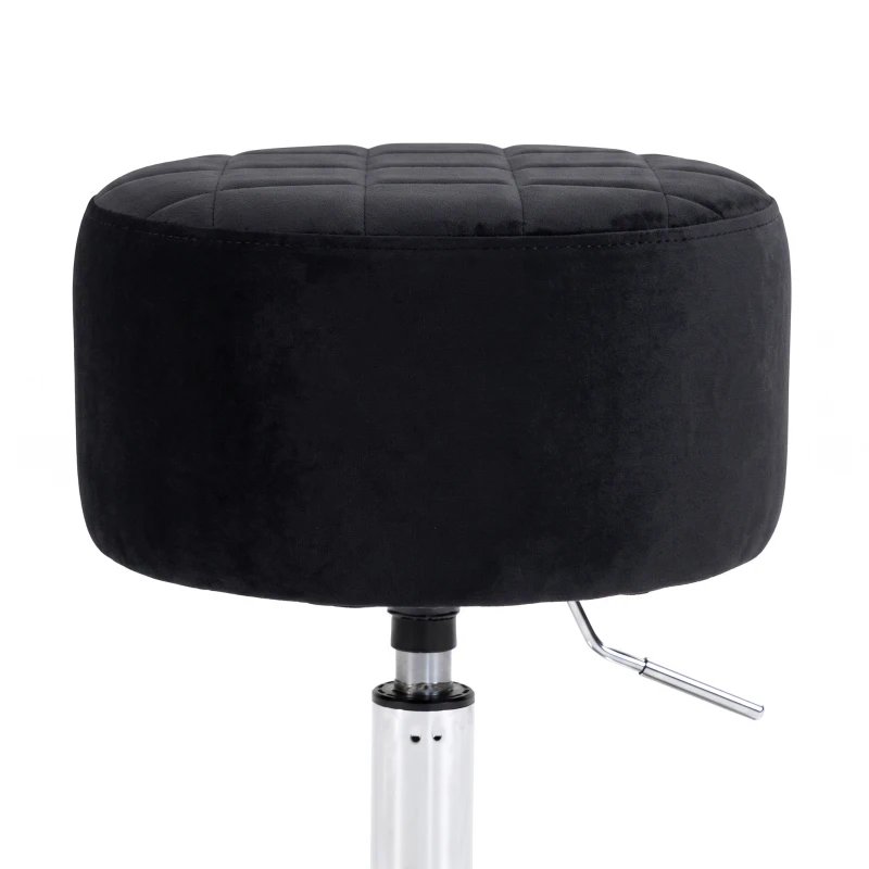 HOMCOM Bar Stool Adjustable Swivel Chair Velvet-Feel Seat 1 Piece, Black