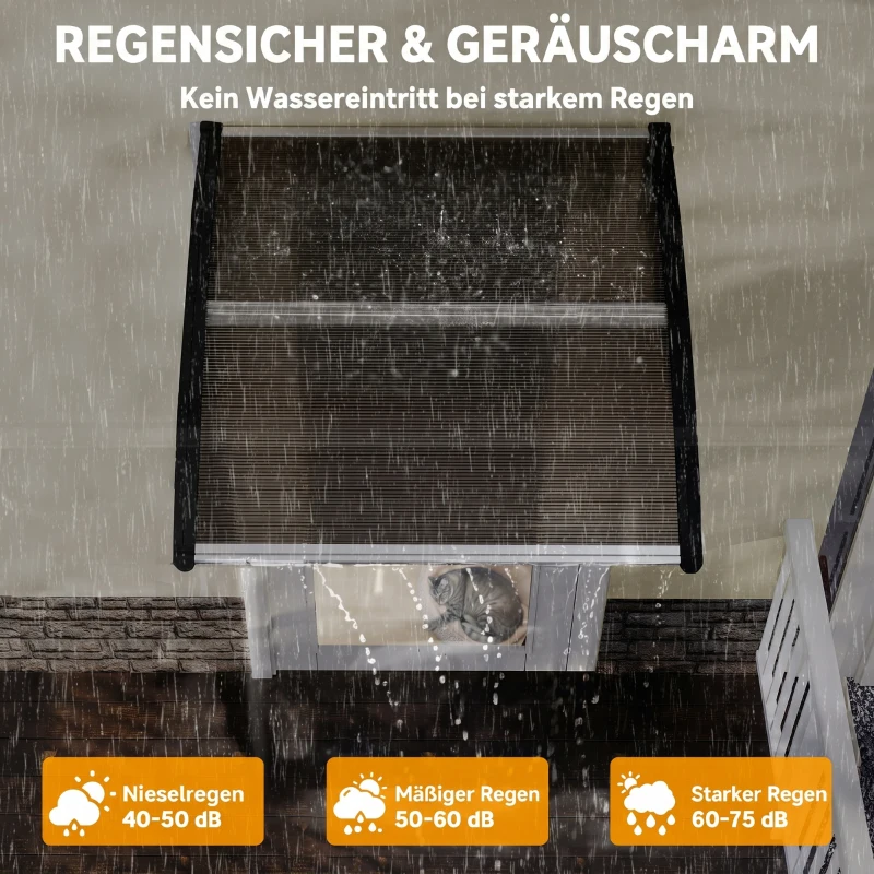 Outsunny Türüberdachung, Schutz vor Regen, Wind und Hagel, Polycarbonat, Aluminium-Verbindungstangen, 103 x 96,5 x 27 cm, Braun