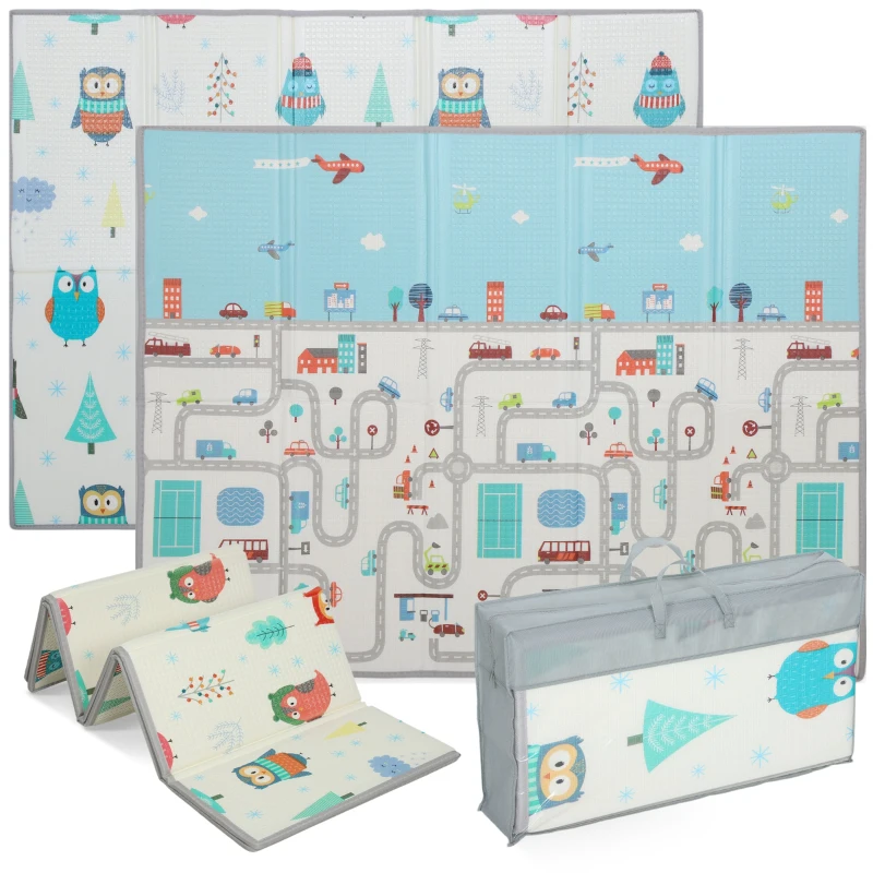 AIYAPLAY Baby-Spielmatte, Tiermuster, Schaumstoff, 1,5 cm dicke Polsterung, rutschfest