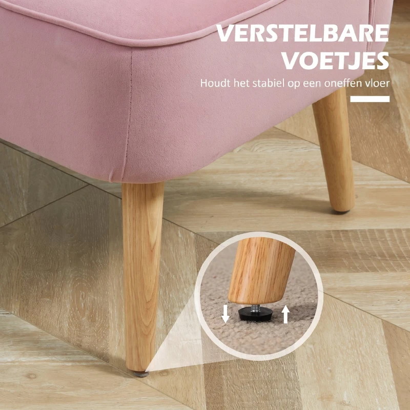 HOMCOM Sofa 2-zits stoffen bank gestoffeerde bank loungesofa breed Roze(m-7)