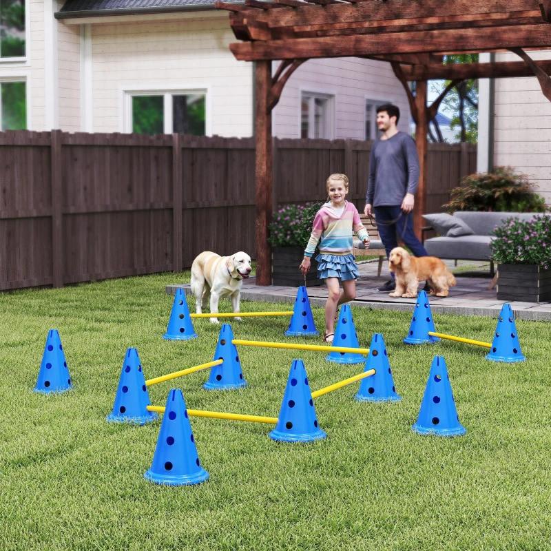 PawHut Agility Set Hunde 6-teiliges Agility-Ausrüstung für Hundetraining Steckhürdenset mit 12 Kegel 6 Hürden Tragetasche