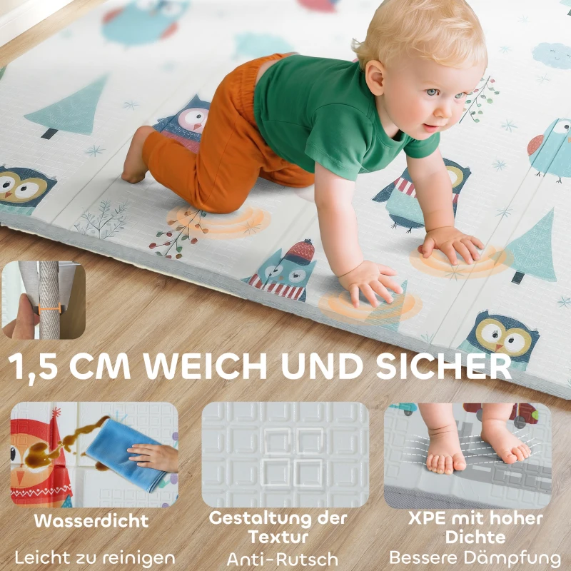 AIYAPLAY Baby-Spielmatte, Tiermuster, Schaumstoff, 1,5 cm dicke Polsterung, rutschfest