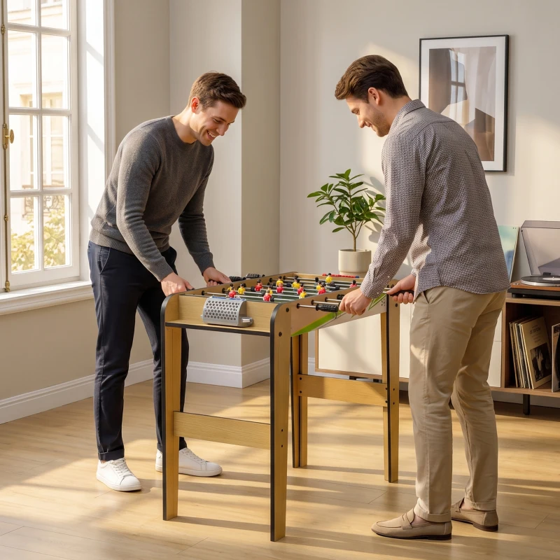 SPORTNOW Matraquilho para Crianças em Madeira com 2 Marcadores 6 Punhos 18 Jogadores 6 Varas e 2 Bolas 75x66x75 cm Madeira