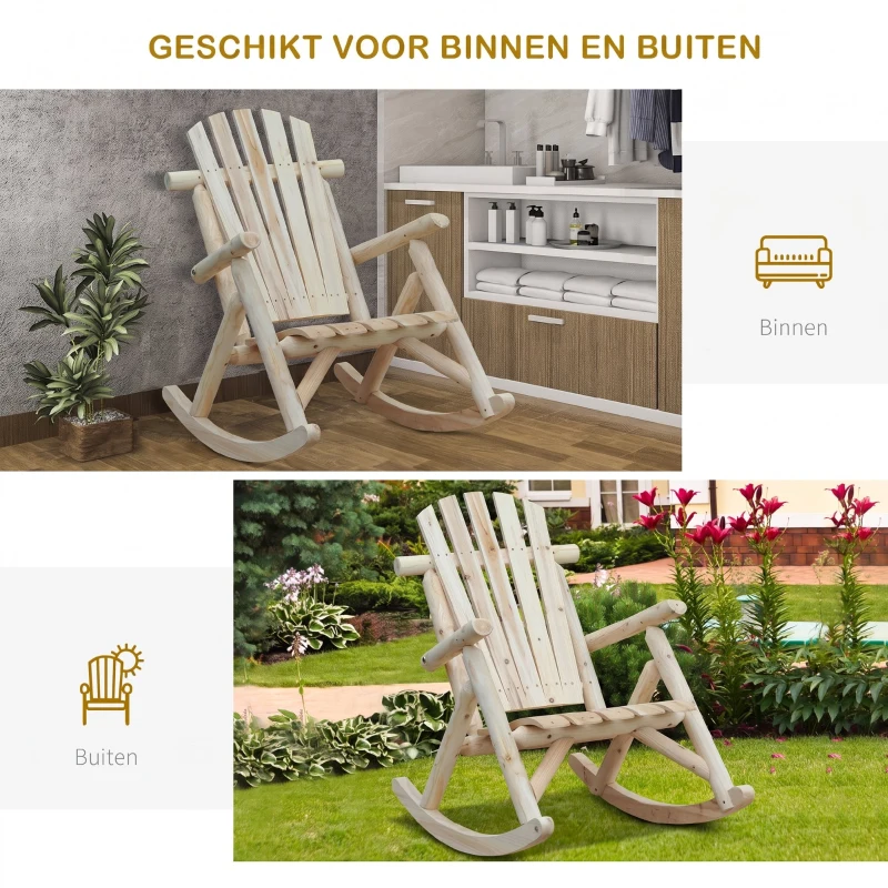 Outsunny Schommelstoel schommelzetel schommel stoel relaxstoel vurenhout natuur