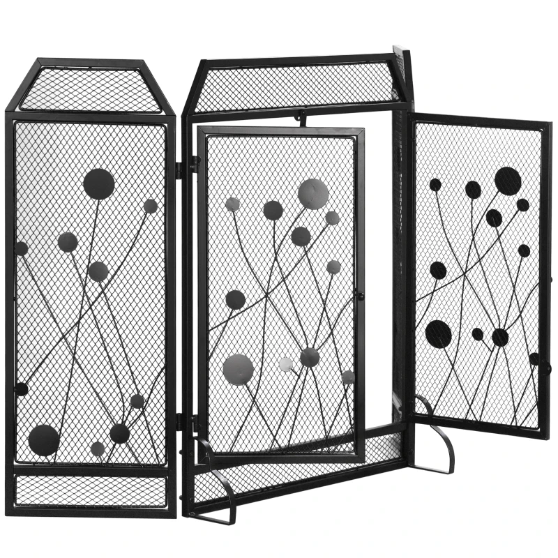 HOMCOM Paravan Antiscantei pentru Semîneu, Pliabil, Usa Magnetica, din Metal Otel, Negru, 125 x 80 cm Pliabil Magnetica