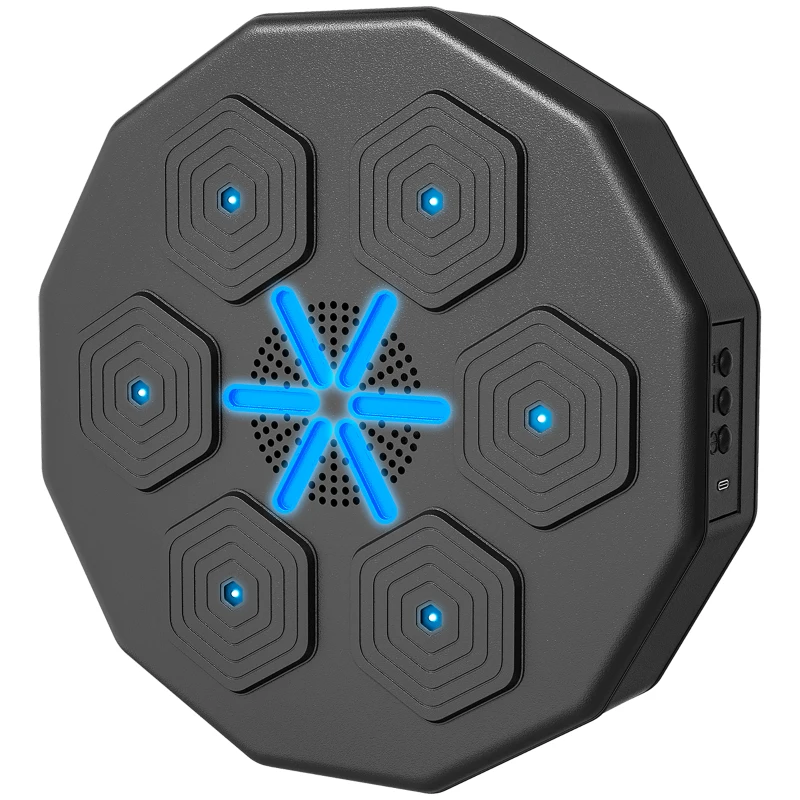 SPORTNOW Máquina Boxeo Musical Pared con Conexión Bluetooth y Luces LED para Adultos y Niños en Casa Gimanasio Negro