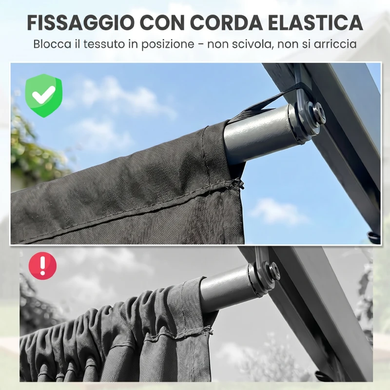 Outsunny Tettuccio di Ricambio per Gazebo da Giardino 3x3 m con 10 Fori, Copertura in Poliestere, Grigio