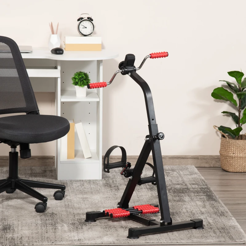 HOMCOM Vélo d'entraînement pour la rééducation des bras et des jambes avec hauteur et largeur réglable, masseurs, LCD, noir
