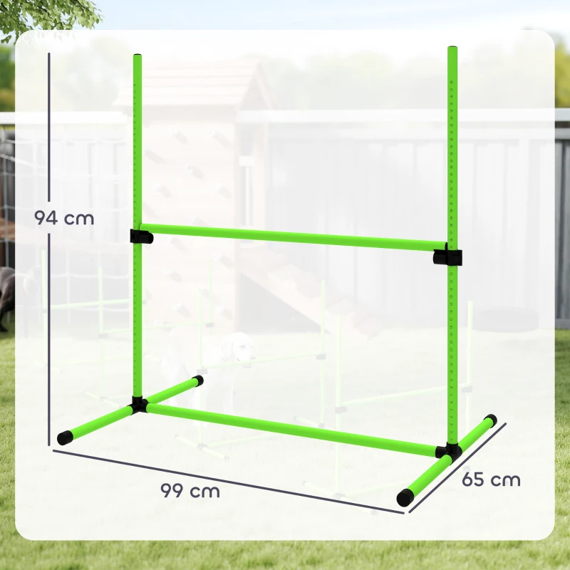 PawHut Agility Set Hunde 4-teiliges höhenverstellbar Agility-Ausrüstung mit 4 Hürden Tragetasche 99 x 65 x 94 cm Grün