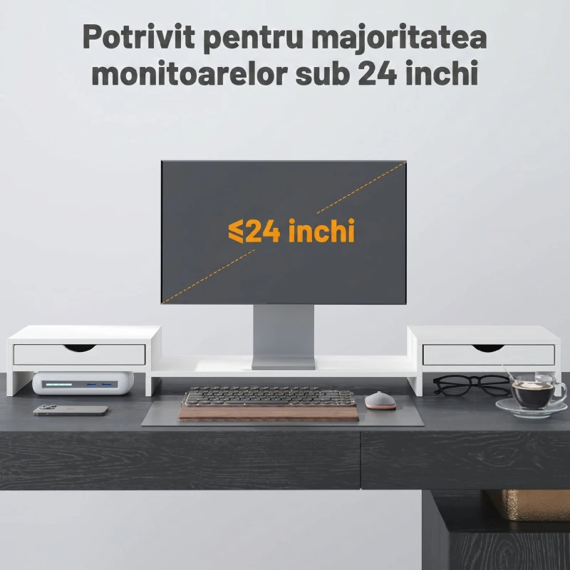 HOMCOM Suport pentru Monitor Reglabil, Alb