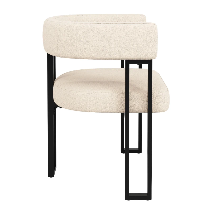 Fabric Dining Chairs 6-Piece Set with Ergonomic Curved Back, Modern Upholstered Accent Chairs for Living Spaces, 51.5L x 54W x 72H cm, Beige