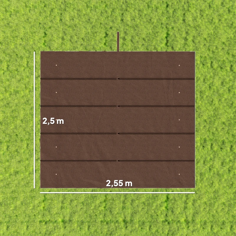 Outsunny Cubierta para Techo Retráctil de 2,5x2,55m para Pérgola 3x3 Tela de Repuesto con 10 Orificios de Drenaje Café