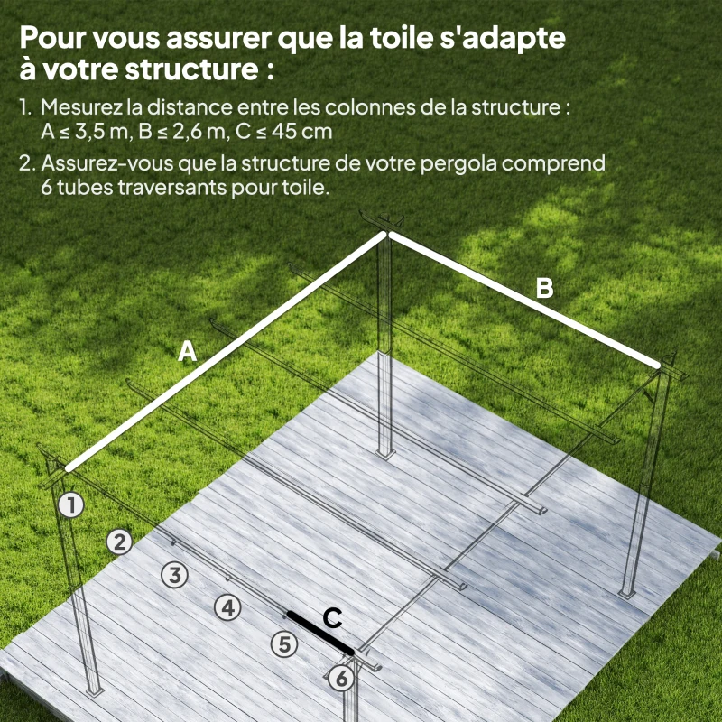 Outsunny Toile de toit pour pergola tonnelle rétractable de 4 x 3 m - toile uniquement 350 x 260 cm café