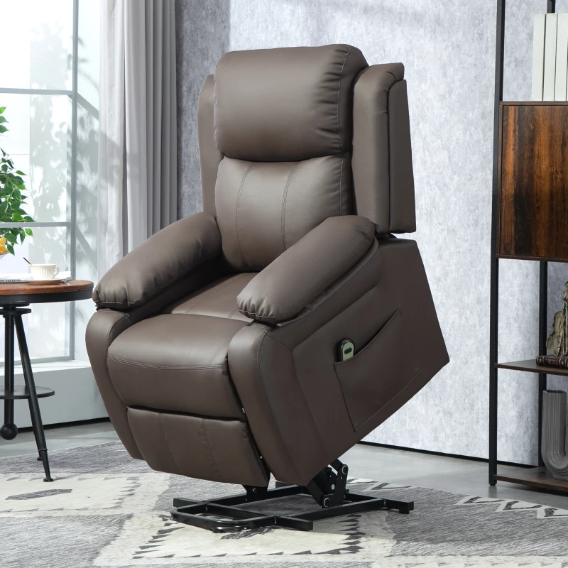 HOMCOM Sillón Relax Levanta Personas Sillón Elevador con Control Remoto Reclinación 160° Reposapiés 76x90x105cm Marrón
