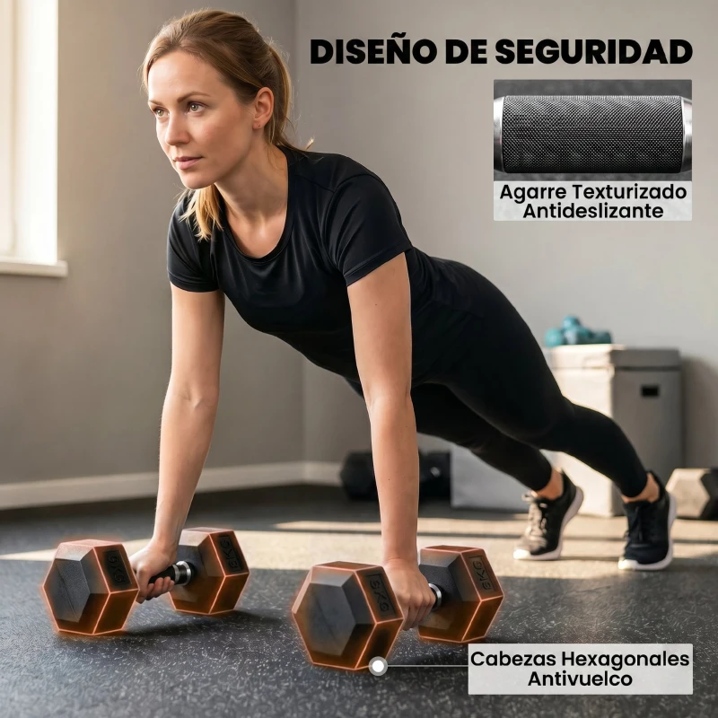 SPORTNOW Juego de Mancuernas 2x4kg 2x6kg 2x8kg con Soporte Recubrimiento de Goma y Mango Antideslizante para Casa Gimnasio