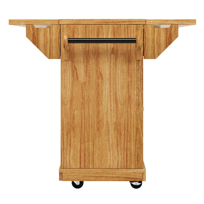 Foldable Serving Trolley with Ample Storage and Snack Racks, Mobile Kitchen Island for Balconies or Dining Room, 142.5L x 40W x 95H cm, Dark Brown