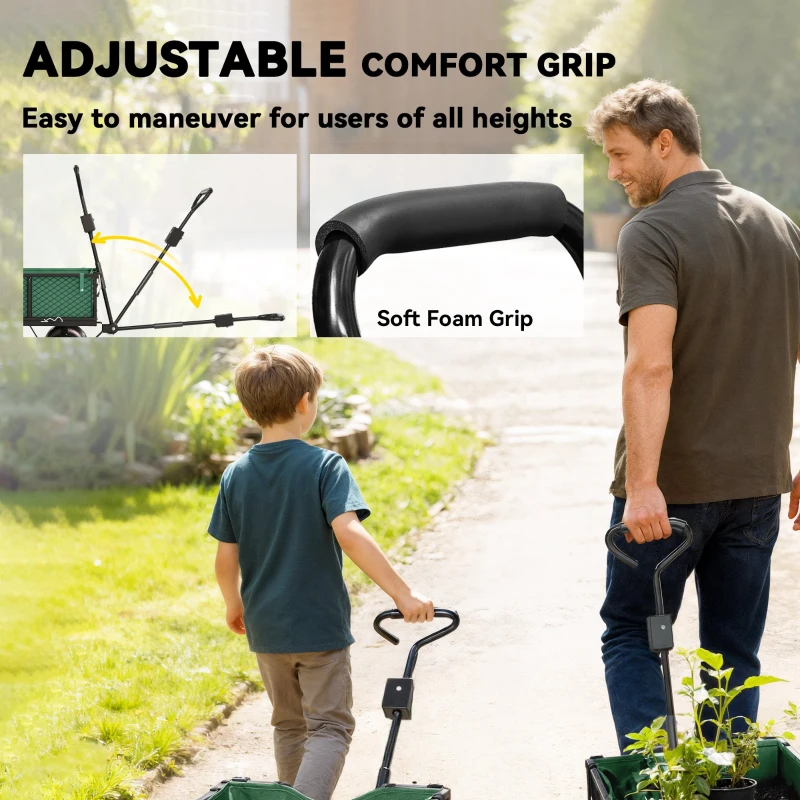 Outsunny 114L Steel Frame Garden Cart Trolley - Green