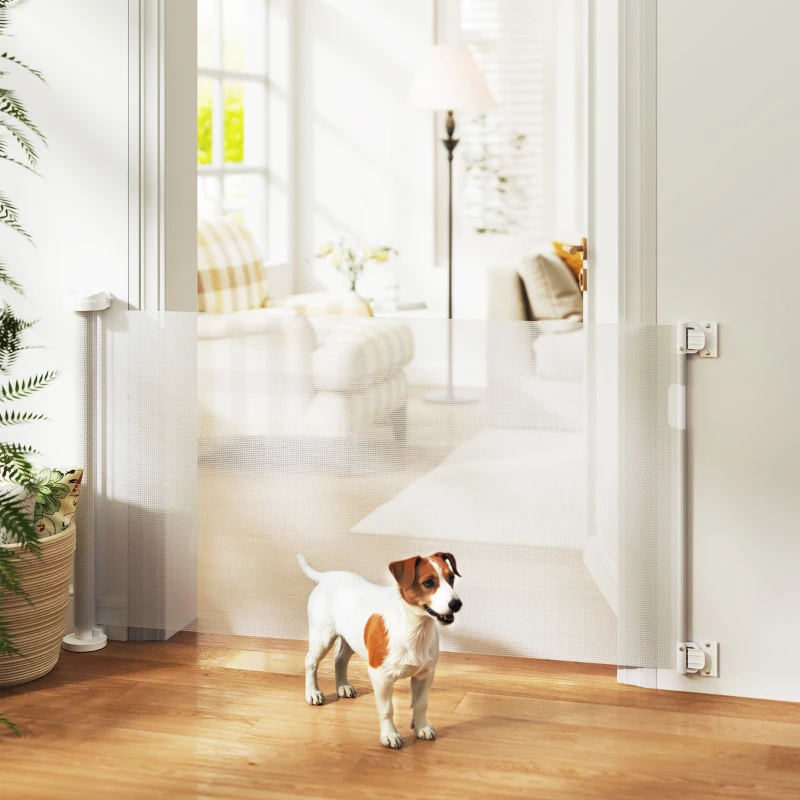 PawHut Treppenschutzgitter Ausziehbar 0-136cm 87 cm Hoch Türschutzgitter für Haustiere 142 x 10 x 87 cm Weiß