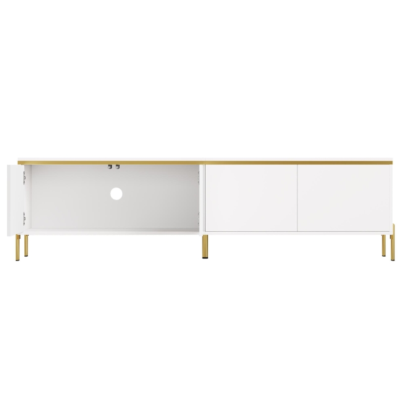 Spacious TV Stand with 4-Door Storage, Functional TV Cabinet for Modern and Italian Minimalist Living Rooms, 170L x 38W x 50H cm, White
