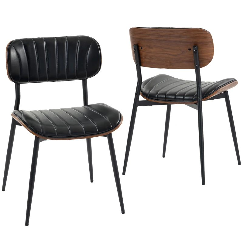 HOMCOM Esszimmerstühle 2er Set Küchenstühle Moderne Polsterstuhl mit Sitzfläche aus Kunstleder, Geschwungener Rückenlehne