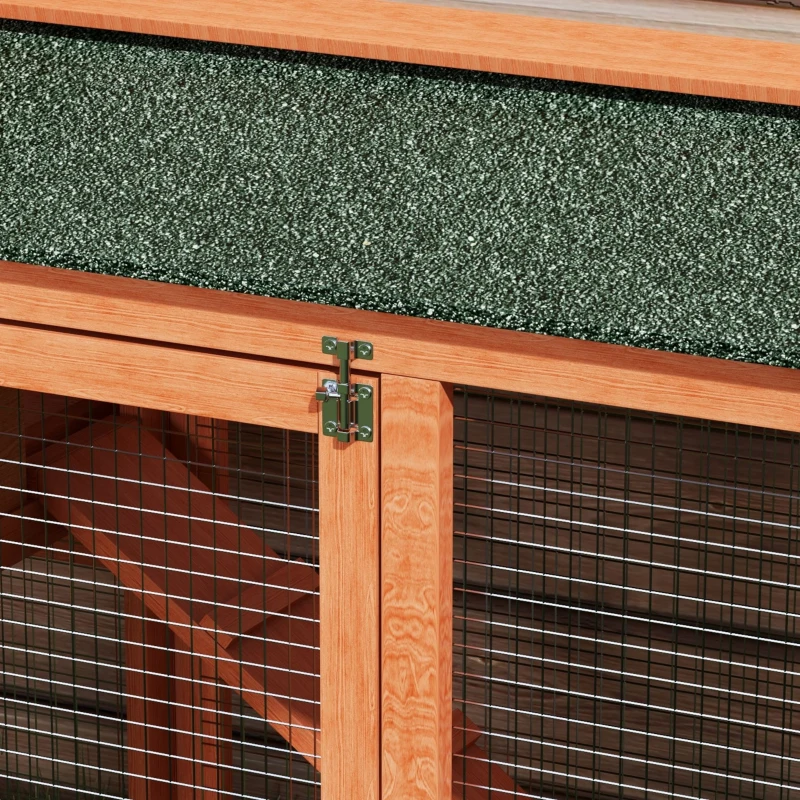 PawHut Kleindierenhok, kleine dierenkooi, buitenkonijnenhok, buitenren, winterbestendig, massief hout, 150 x 45 x 85 cm, Oranje