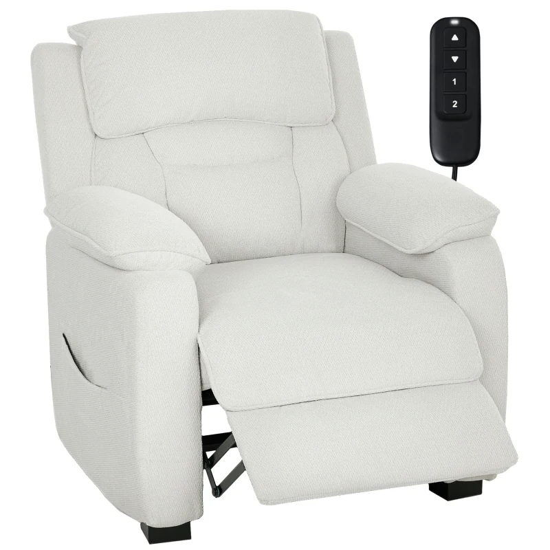 HOMCOM Fauteuil relax électrique fauteuil inclinable port USB repose-pieds poches latérales télécommande 86x90x103cm crème(m-13)