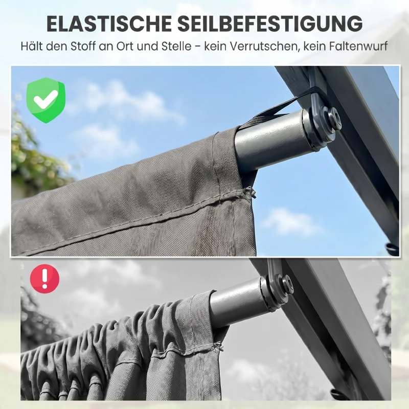 Outsunny Ersatzdach für 3 x 3 m Pergola, einziehbar, mit Regenabflusslöchern, wetterfest, Polyester, 250 x 255 cm Hellgrau