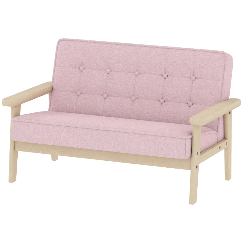 AIYAPLAY Kindersessel, Kindersofa mit Holzrahmen, Samtoptik, gepolstert, für Kinder von 3-15 Jahren Rosa