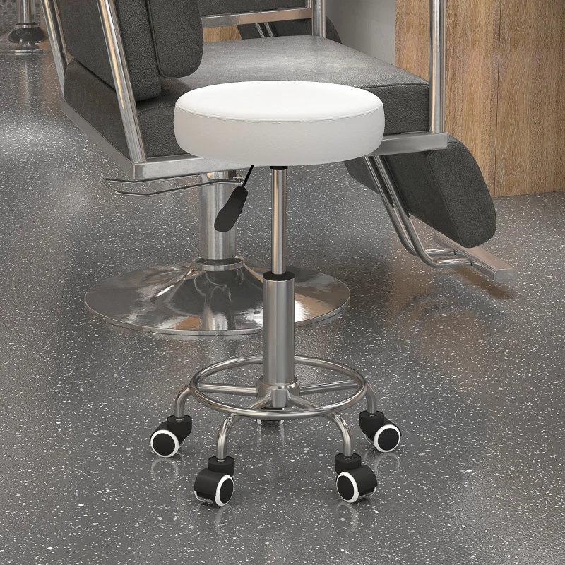Vinsetto Taburete de Salón Regulable en Altura de Piel Sintética hasta 110 kg Ø42x50-64 cm Blanco