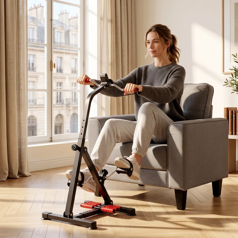 HOMCOM Vélo d'entraînement pour la rééducation des bras et des jambes avec hauteur et largeur réglable, masseurs, LCD, noir