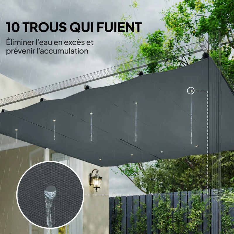 Outsunny Toile de Toit pour pergola Bâche pour Pergola rétractable de 3 x 3 m, Polyester 180g/m³, Anti-UV 30+, Gris foncé