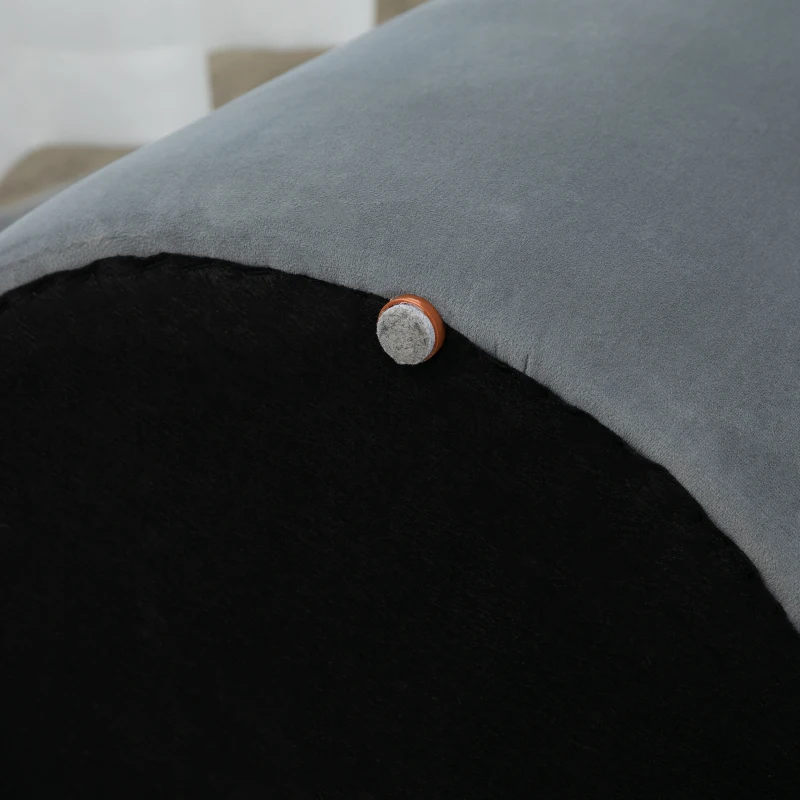 HOMCOM Pouf coffre rangement, pouf repose-pieds en tissu velours givré, couvercle réversible, Ø 44 x 47,5 cm, gris