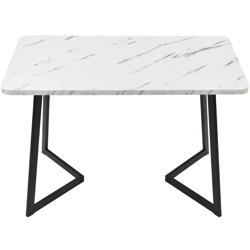 Modern Dining Table and 4 Chairs Set with Marble-Effect MDF Top, Practical Table Set for Modern Kitchens and Flats, 44L x 41W x 86H cm, Grey