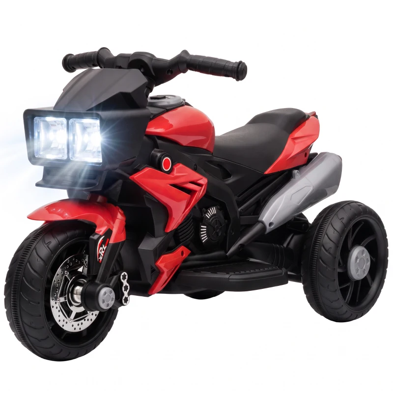 AIYAPLAY Kids Electric Motorcycle Ride-On Toy, 3-Wheel Battery-Operated Motorbike with Horn, Toddler Ride On Bike, Red
