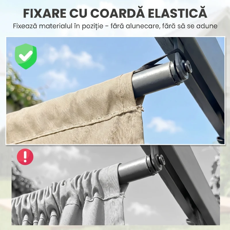 Outsunny Husă pentru Pergolă Gazebo 4x3 m din Poliester Respirable Bej cu 10 Orificii de Drenaj