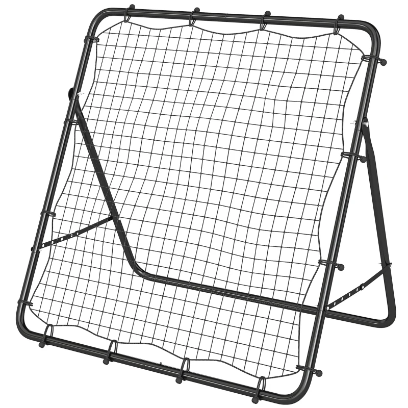 SPORTNOW Red de Rebote Plegable Reboteador de Fútbol Ángulo Ajustable de 5 Niveles con Tubo de Acero 120x73x112 cm Negro
