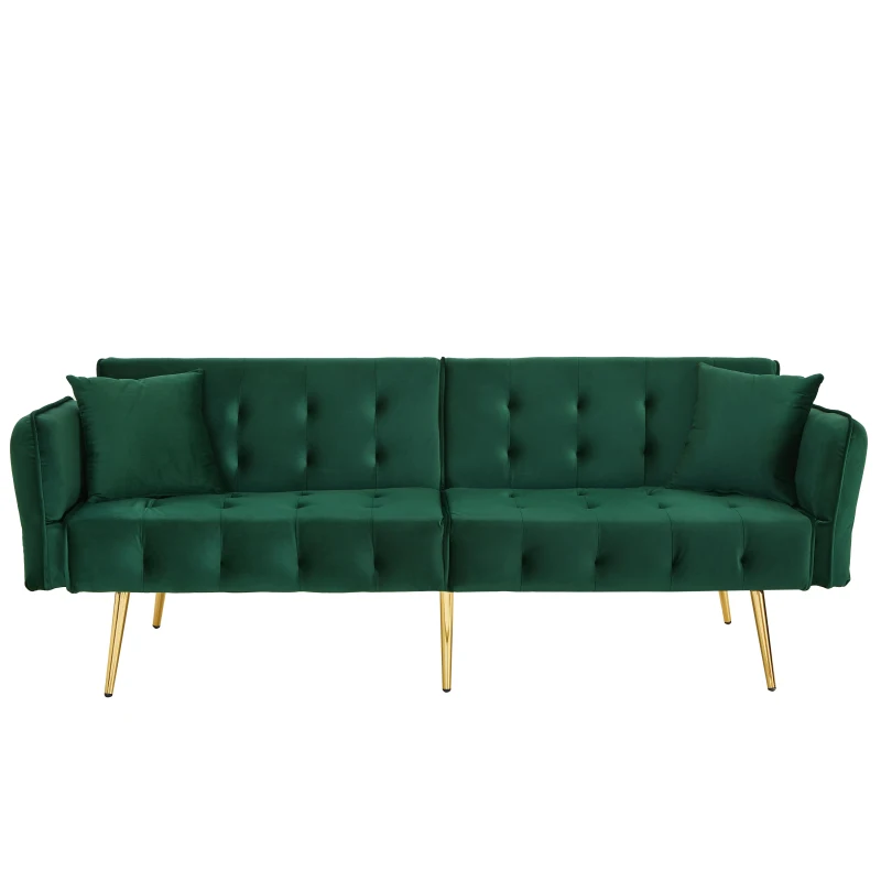 Space-Saving Sofa Bed with Folded Backrest, Ideal Sofa Sleeper for Small Apartments or Dormitories, 178L x 82W x 70H cm, Green